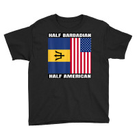 Half Barbadian & American Dna Heritage Usa And Barbados Flag T Shirt Youth Tee | Artistshot