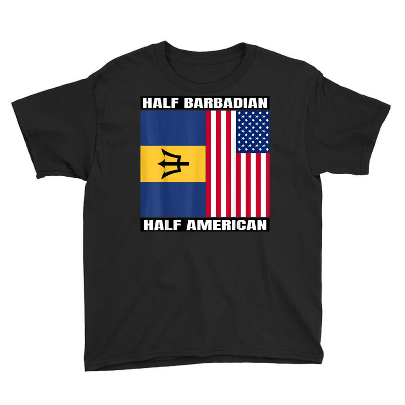 Half Barbadian & American Dna Heritage Usa And Barbados Flag T Shirt Youth Tee by alicakarste3vs | Artistshot