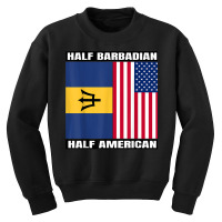 Half Barbadian & American Dna Heritage Usa And Barbados Flag T Shirt Youth Sweatshirt | Artistshot