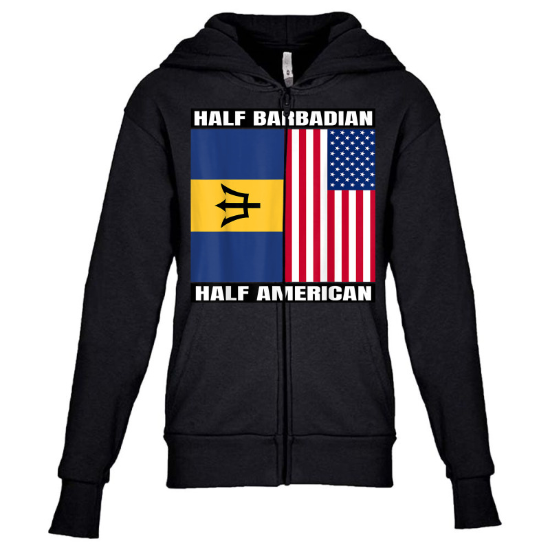 Half Barbadian & American Dna Heritage Usa And Barbados Flag T Shirt Youth Zipper Hoodie by alicakarste3vs | Artistshot