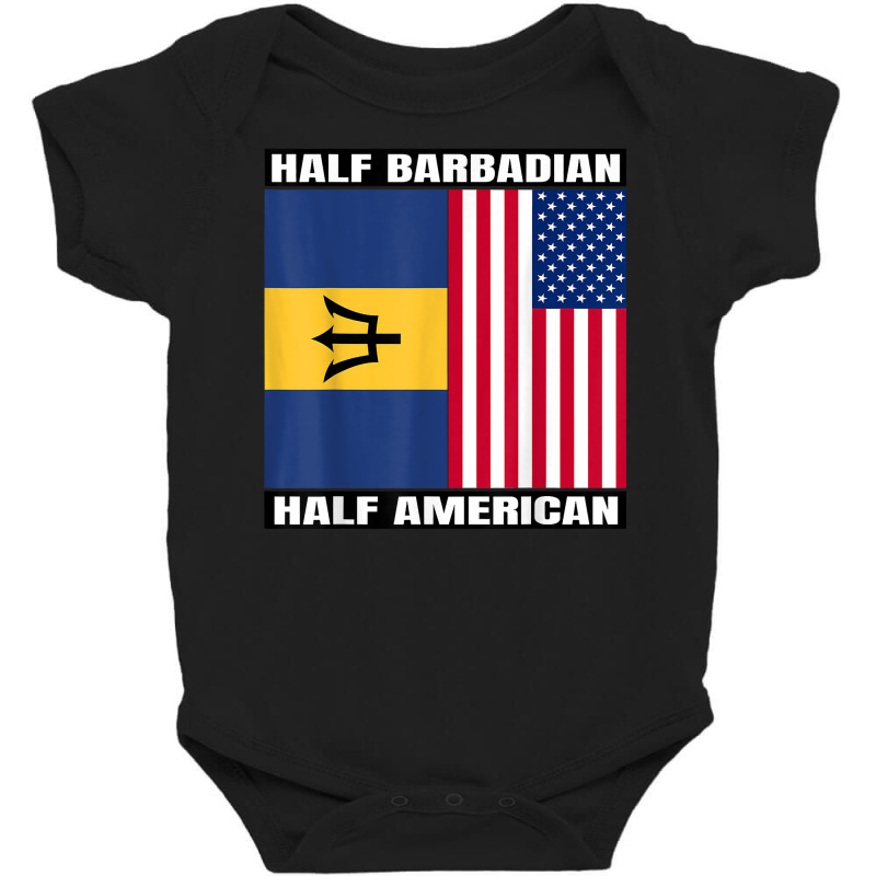 Half Barbadian & American Dna Heritage Usa And Barbados Flag T Shirt Baby Bodysuit by alicakarste3vs | Artistshot