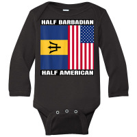 Half Barbadian & American Dna Heritage Usa And Barbados Flag T Shirt Long Sleeve Baby Bodysuit | Artistshot