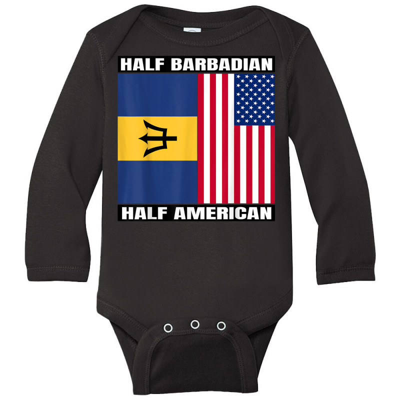 Half Barbadian & American Dna Heritage Usa And Barbados Flag T Shirt Long Sleeve Baby Bodysuit by alicakarste3vs | Artistshot