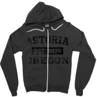 Astoria Oregon T Shirt Est. 1876 Black Lettering Zipper Hoodie | Artistshot