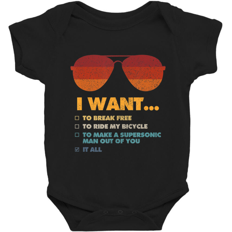 I Want To Ride My Bicycle I Aviator Sunglasses Baby Bodysuit by femalesbaubles | Artistshot