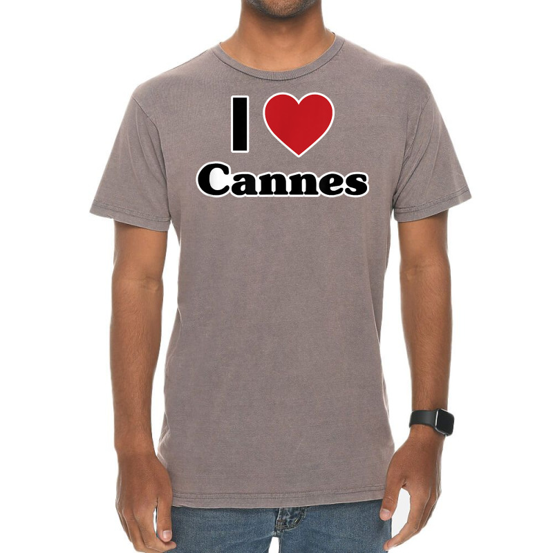 I Love Cannes, France, Europe With Red Love Heart T Shirt Vintage T-shirt | Artistshot