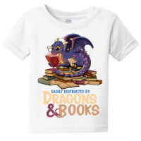 Easily Distracted By Dragons And Books Dragon Book Lover Baby Tee | Artistshot