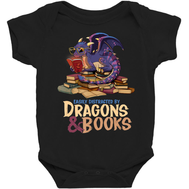 Easily Distracted By Dragons And Books Dragon Book Lover Baby Bodysuit by Min06 | Artistshot