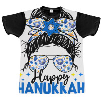 Happy Hanukkah Messy Bun Hair Xmas Jewish Holiday T Shirt Graphic T-shirt | Artistshot