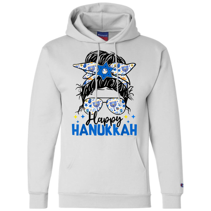 Happy Hanukkah Messy Bun Hair Xmas Jewish Holiday T Shirt Champion Hoodie | Artistshot