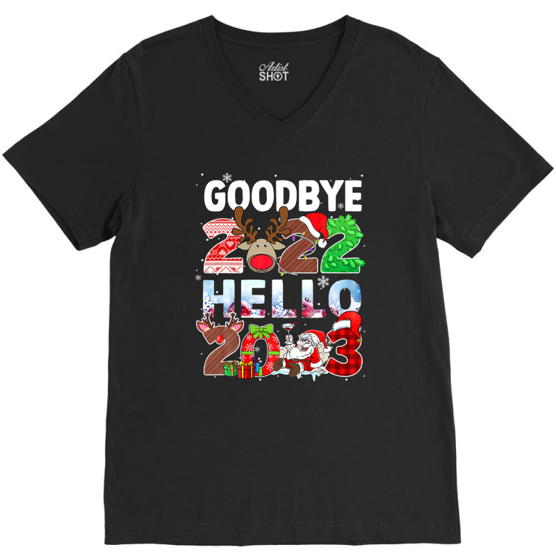 Goodbye 2022 Hello 2023 Cute Christmas Tee V-neck Tee | Artistshot