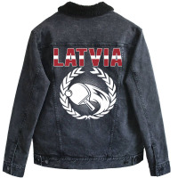 Latvia Table Tennis Lovers Latvian Ping Pong Team Supporter Premium T Unisex Sherpa-lined Denim Jacket | Artistshot