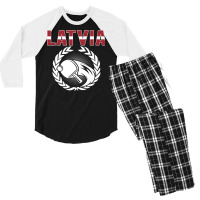 Latvia Table Tennis Lovers Latvian Ping Pong Team Supporter Premium T Men's 3/4 Sleeve Pajama Set | Artistshot