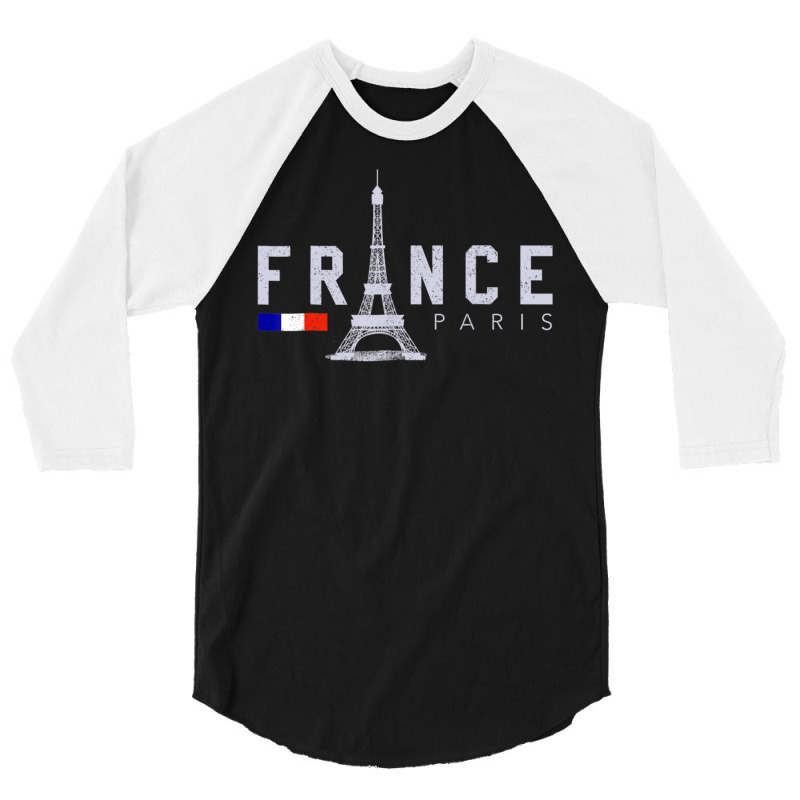 France Paris French Flag Eiffel Tower Souvenir 3/4 Sleeve Shirt by Min06 | Artistshot