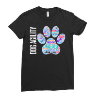 Fun Dog Agility Dog Agility Word Cloud, Paw Shape Ladies Fitted T-shirt | Artistshot