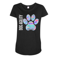 Fun Dog Agility Dog Agility Word Cloud, Paw Shape Maternity Scoop Neck T-shirt | Artistshot