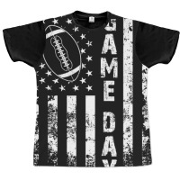 Game Day With Flag American Football Lovers Mom Dad Graphic T-shirt | Artistshot