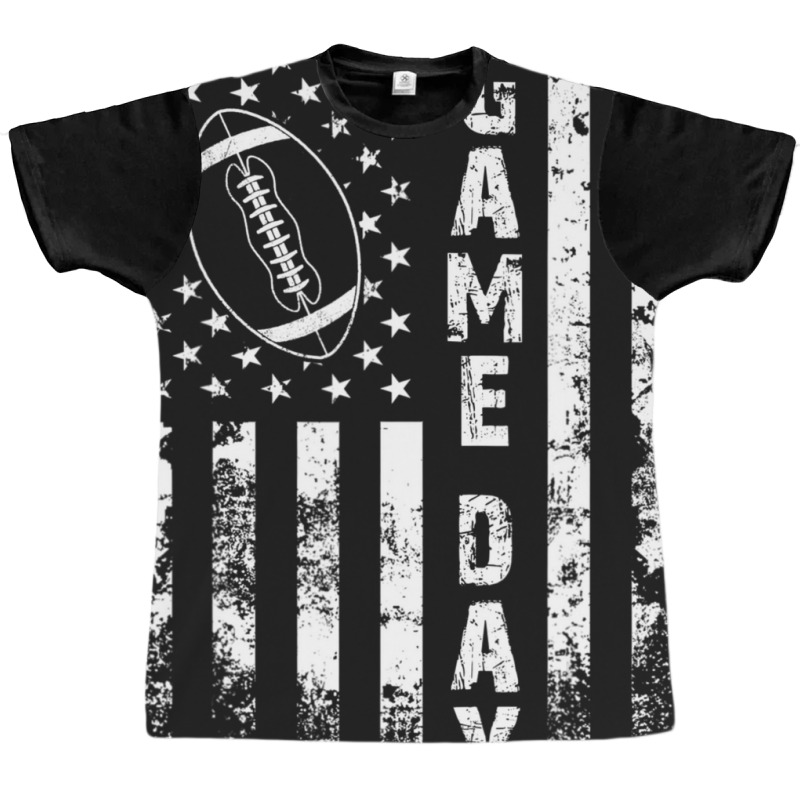 Game Day With Flag American Football Lovers Mom Dad Graphic T-shirt | Artistshot