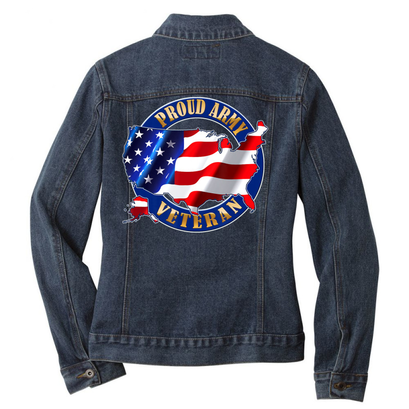 Army Veteran Proud To Be American Flag Pride Ladies Denim Jacket by mckeebeckett3l9yxd | Artistshot