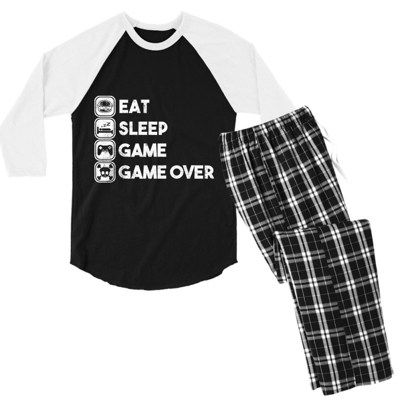 Eat Sleep Game Game Over Men's 3/4 Sleeve Pajama Set by Beers Pulido | Artistshot