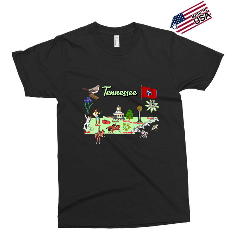 Hand Drawn Illustration Of Tennessee Map With Tourist Destinations, Us Exclusive T-shirt | Artistshot