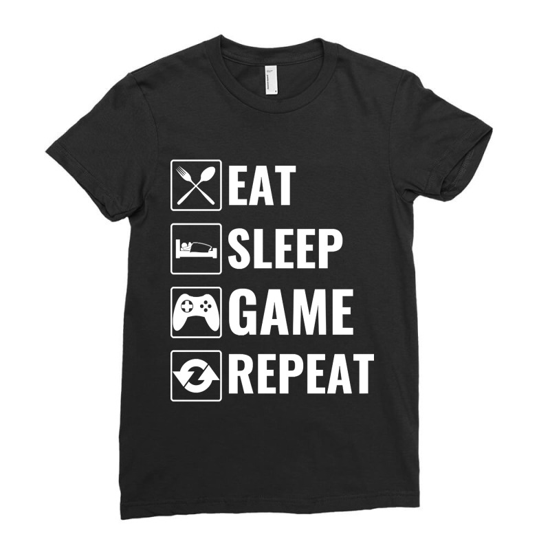 Eat Sleep Game Repeat-gbmx8 Ladies Fitted T-Shirt by Beers Pulido | Artistshot