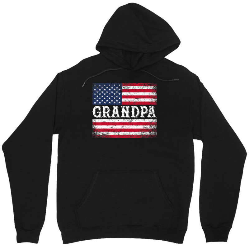 Grandpa Vintage Usa Flag Patriotic 4th Of July Unisex Hoodie by Min06 | Artistshot