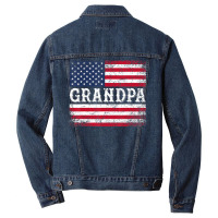 Grandpa Vintage Usa Flag Patriotic 4th Of July Men Denim Jacket | Artistshot