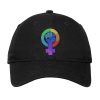 Swirly Rainbow Feminist Symbol Adjustable Cap | Artistshot