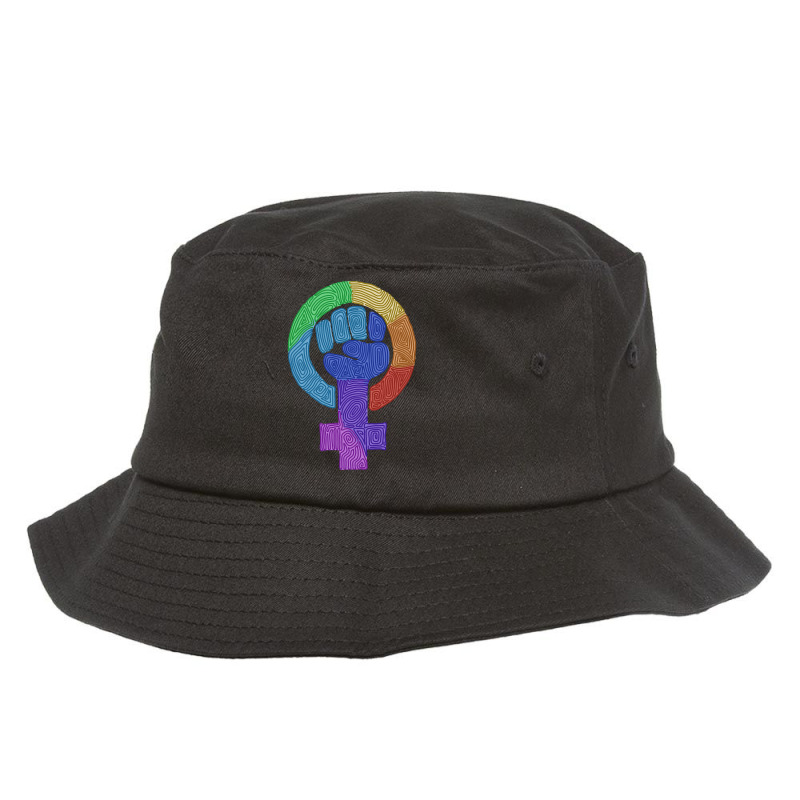 Swirly Rainbow Feminist Symbol Bucket Hat by Brink Beaulah | Artistshot