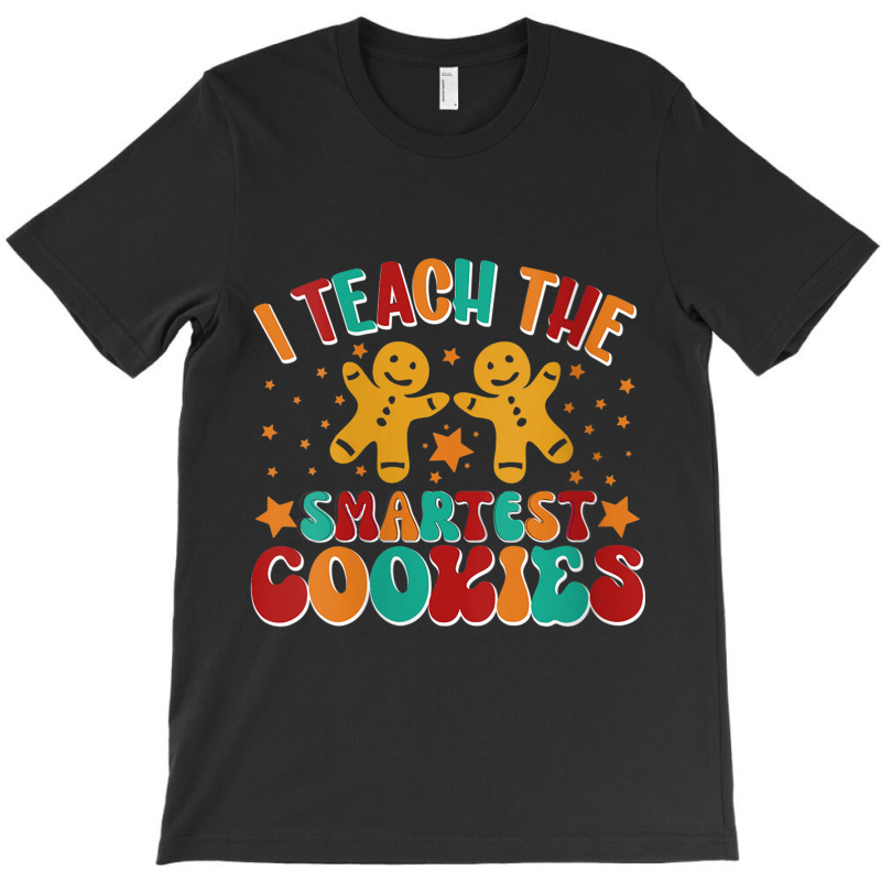 Womens Groovy I Teach The Smartest Cookies Christmas Teacher V-neck T-shirt | Artistshot