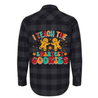 Womens Groovy I Teach The Smartest Cookies Christmas Teacher V-neck Flannel Shirt | Artistshot