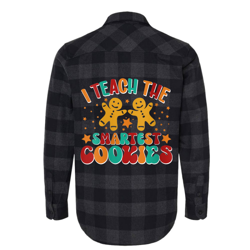 Womens Groovy I Teach The Smartest Cookies Christmas Teacher V-neck Flannel Shirt | Artistshot