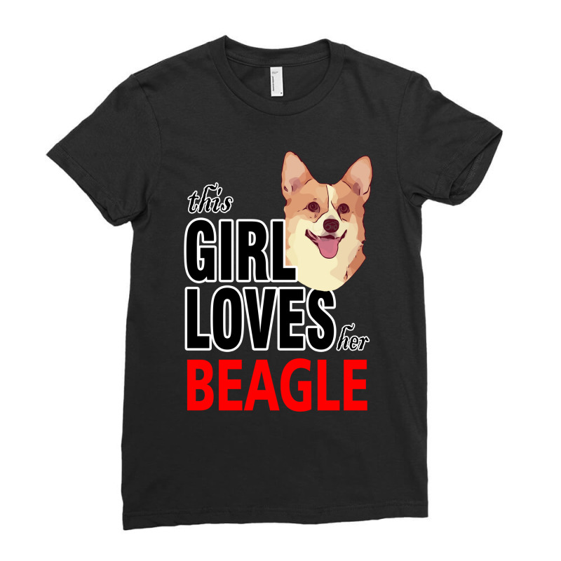 Merry Christmas Dog This Girl Loves Her Beagle Ladies Fitted T-Shirt by lorismerch | Artistshot