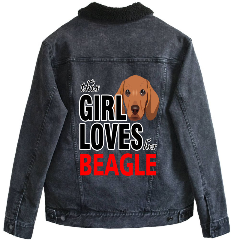 Merry Christmas Dog This Girl Loves Her Beagle Unisex Sherpa-Lined Denim Jacket by lorismerch | Artistshot