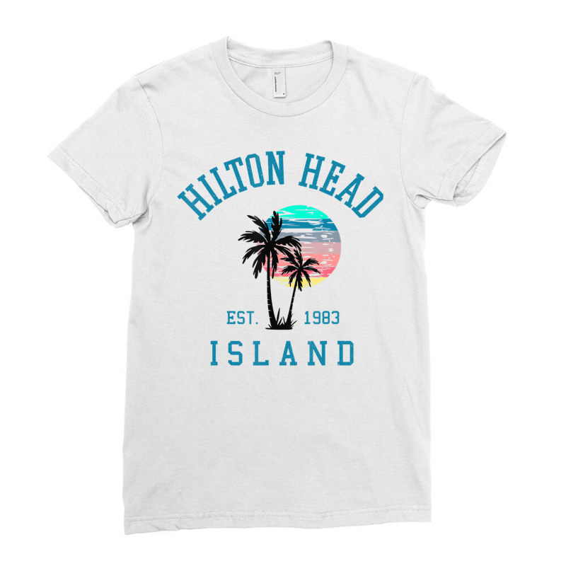 Hilton Head Island South Carolina Beach Palm Trees Summer Ladies Fitted T-Shirt by Min06 | Artistshot