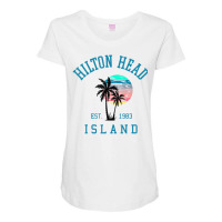 Hilton Head Island South Carolina Beach Palm Trees Summer Maternity Scoop Neck T-shirt | Artistshot