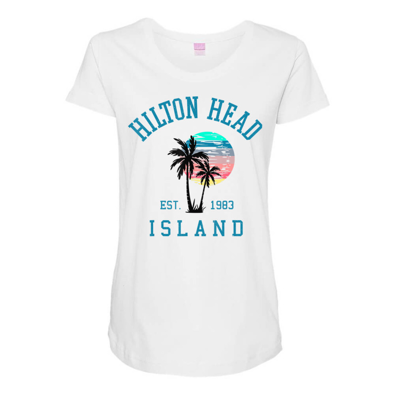 Hilton Head Island South Carolina Beach Palm Trees Summer Maternity Scoop Neck T-shirt by Min06 | Artistshot