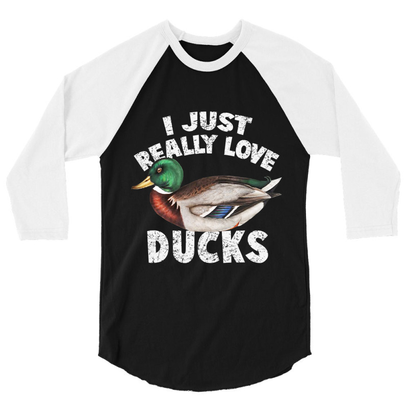 I Just Really Love Ducks Cute Mallard Duck 3/4 Sleeve Shirt by yumgaugeteuda | Artistshot