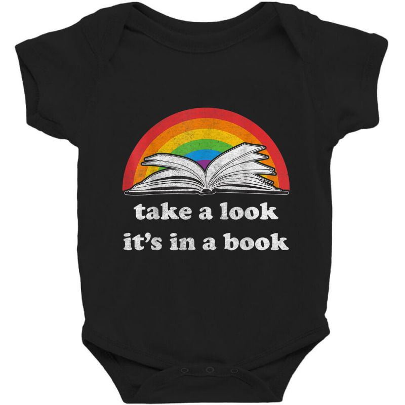 Take A Look It's In A Book Reading Vintage Retro Rainbow Baby Bodysuit by ReginaldLewisMay | Artistshot