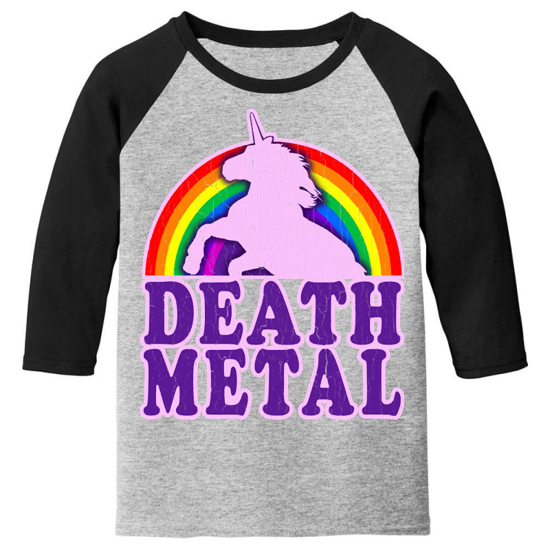 Funny Death Metal Unicorn Rainbow Youth 3/4 Sleeve | Artistshot