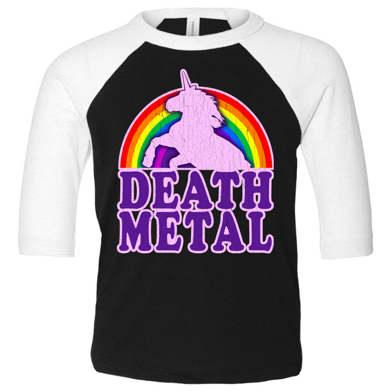 Funny Death Metal Unicorn Rainbow Toddler 3/4 Sleeve Tee | Artistshot