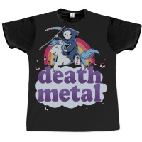 Death Metal' - The Grim Reaper Riding A Unicorn In Front Of A Rainbow  Graphic T-shirt | Artistshot