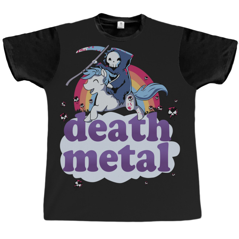 Death Metal' - The Grim Reaper Riding A Unicorn In Front Of A Rainbow  Graphic T-shirt | Artistshot