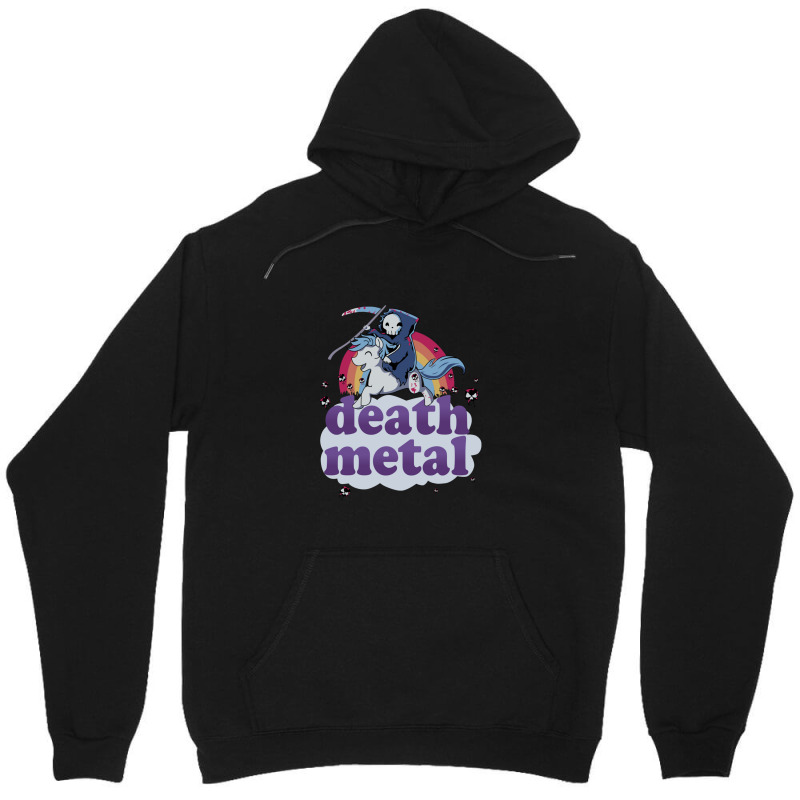 Death Metal' - The Grim Reaper Riding A Unicorn In Front Of A Rainbow  Unisex Hoodie | Artistshot