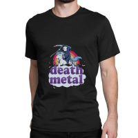 Death Metal' - The Grim Reaper Riding A Unicorn In Front Of A Rainbow  Classic T-shirt | Artistshot