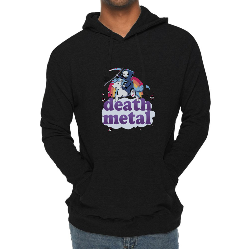 Death Metal' - The Grim Reaper Riding A Unicorn In Front Of A Rainbow  Lightweight Hoodie | Artistshot