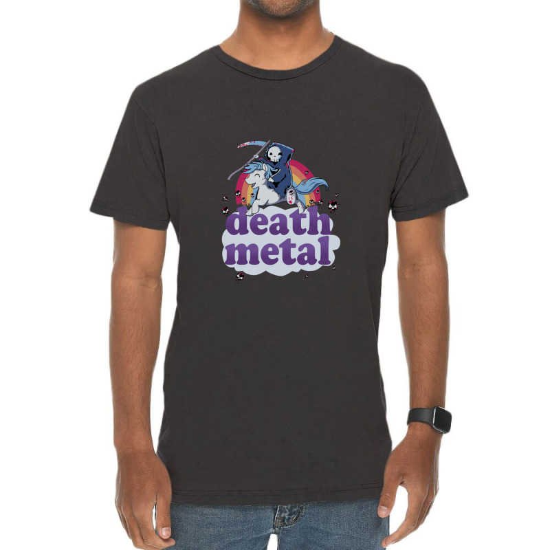 Death Metal' - The Grim Reaper Riding A Unicorn In Front Of A Rainbow  Vintage T-shirt | Artistshot