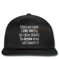 Sidewalk Chalk Bike Rides Ice Cream Swimming Late Nights Printed Hat | Artistshot