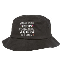 Sidewalk Chalk Bike Rides Ice Cream Swimming Late Nights Bucket Hat | Artistshot